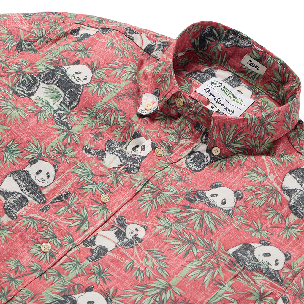 San Diego Zoo Reyn Spooner Panda Mens Classic Shirt - Red