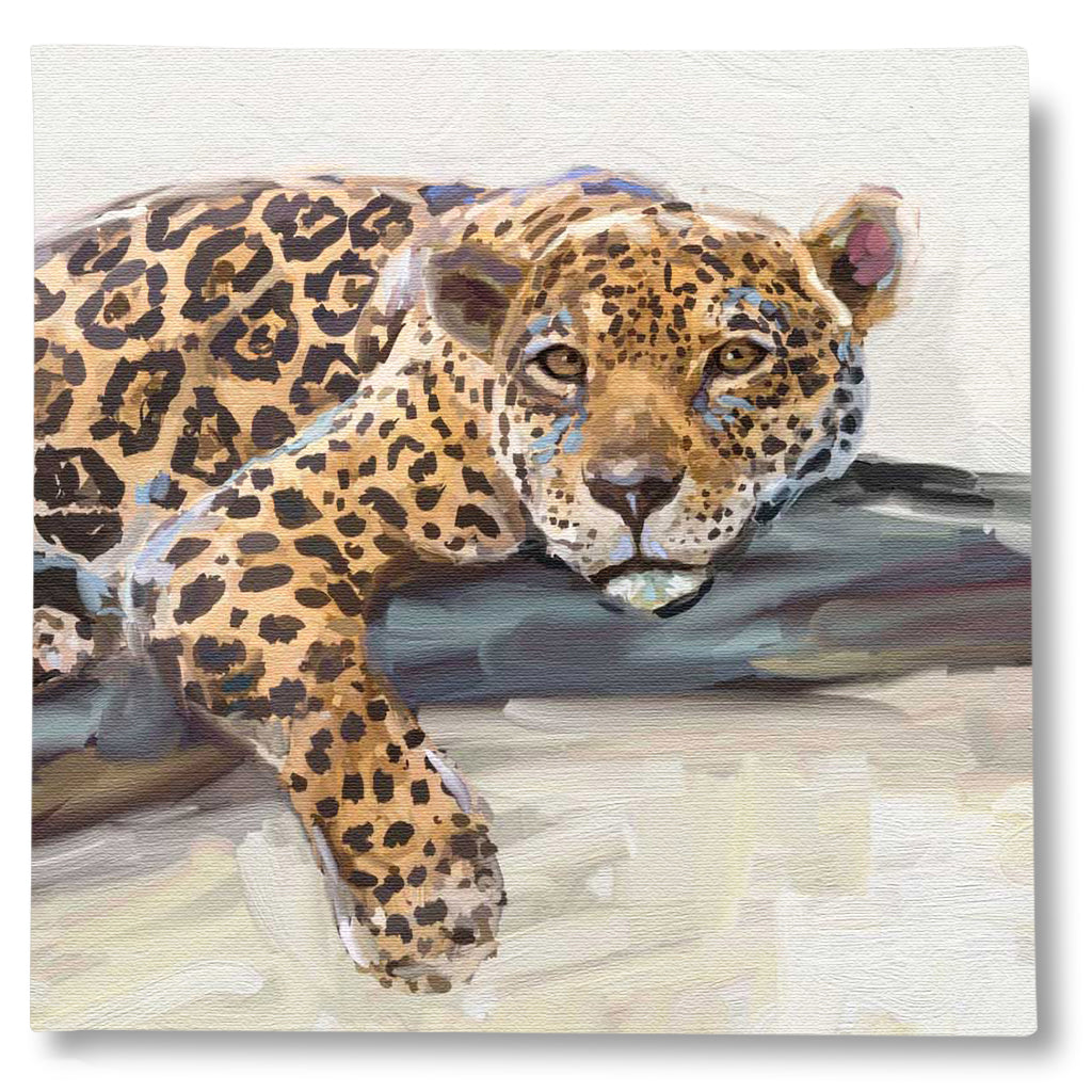 CATHY WATERS RESTING LEOPARD CANVAS GICLEE