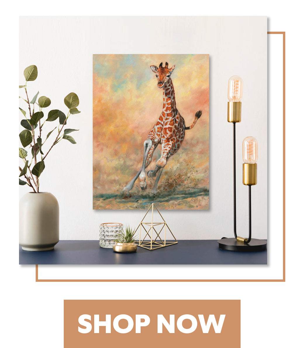 Young Giraffe Running Canvas Print