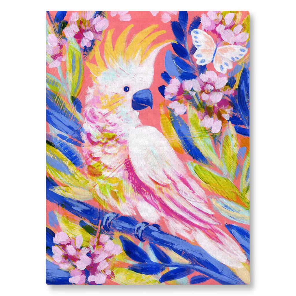 Birdsong In Coral 1 Giclée Canvas Print Canvas Wall Art