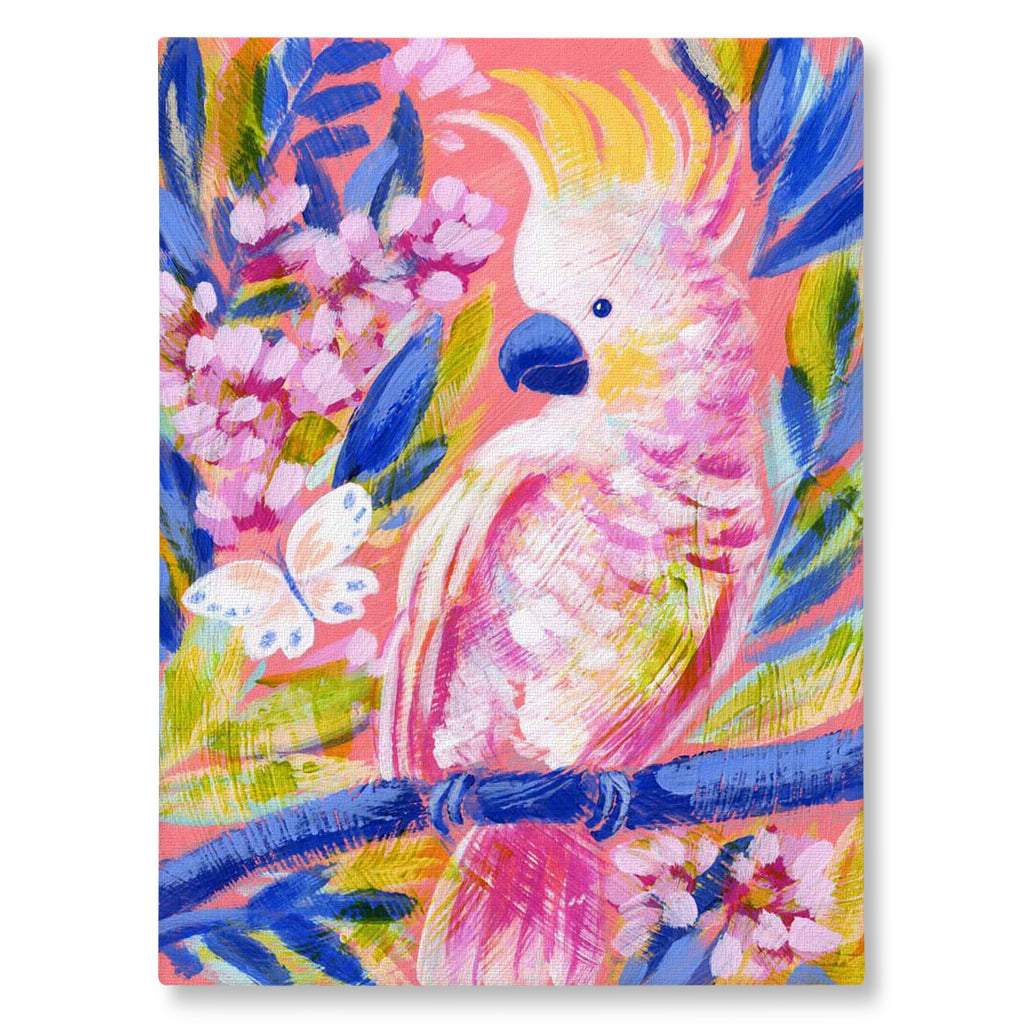 Birdsong In Coral 2 Giclée Canvas Print