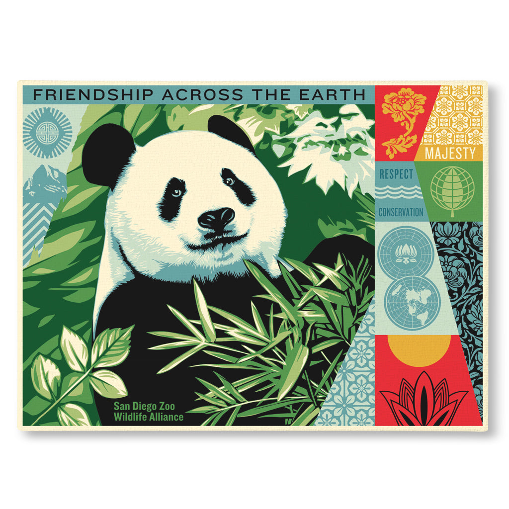 SHEPARD FAIREY FRIENDSHIP ACROSS THE EARTH GIANT PANDA EXCLUSIVE CANVAS PRINT WALL ART