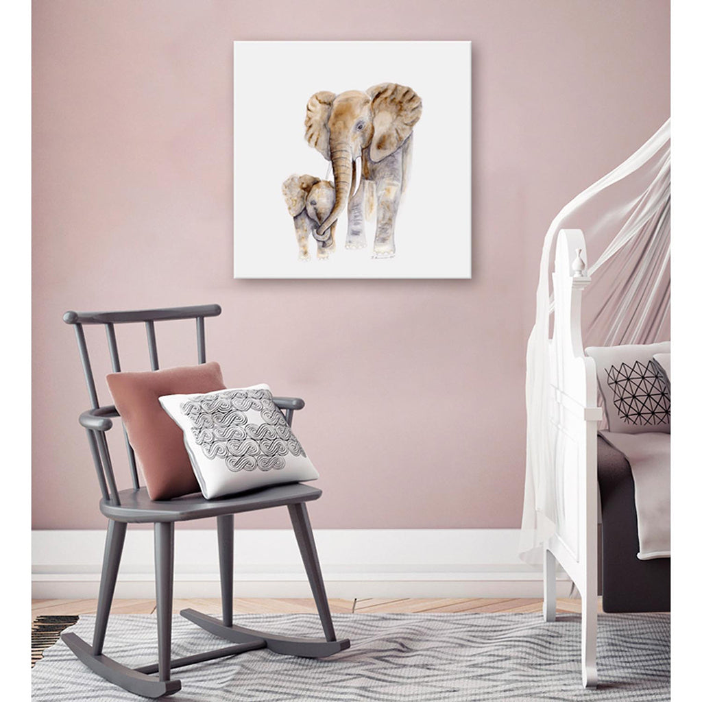 Mom and Baby Elephants Canvas Print