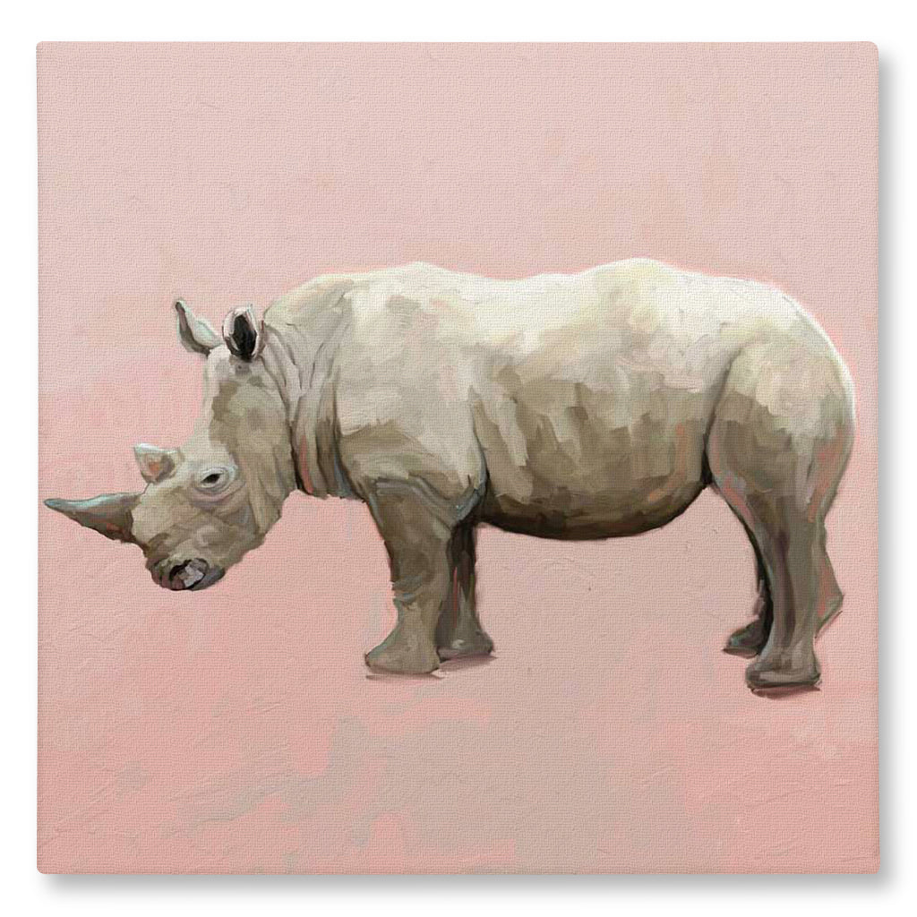 Rhino On Deep Blush Giclée Canvas Print Canvas Wall Art