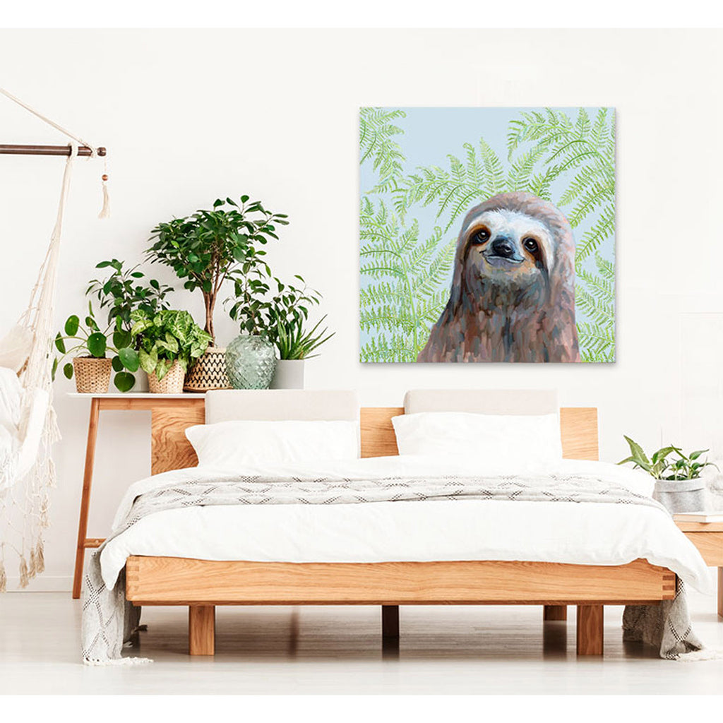 Sloth With Fern Giclée Canvas Print DSP