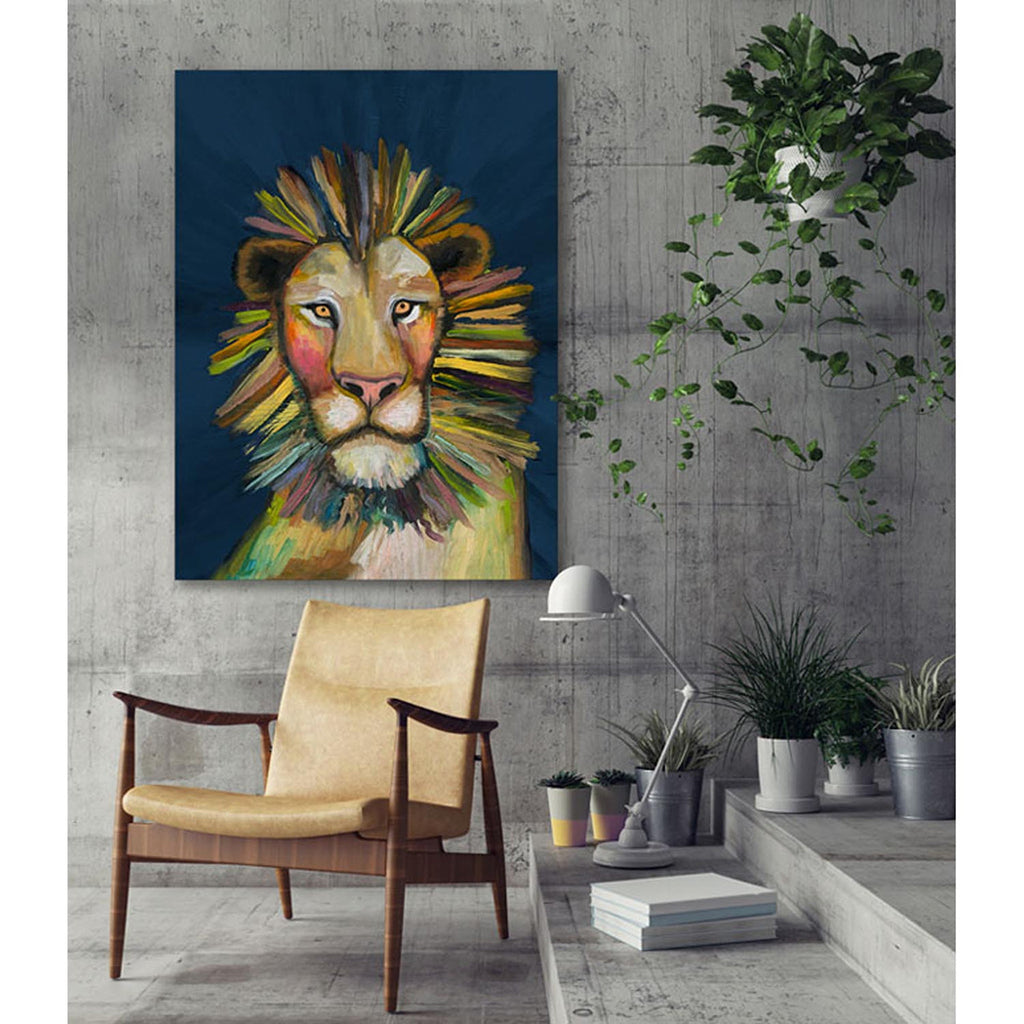 Wild Lion On Blue Giclée Canvas Print DSP