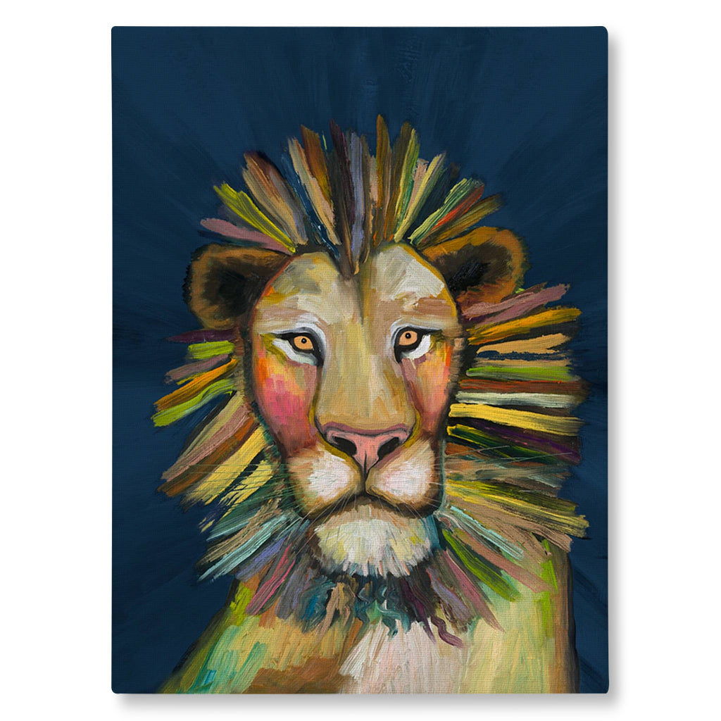Wild Lion On Blue Giclée Canvas Print