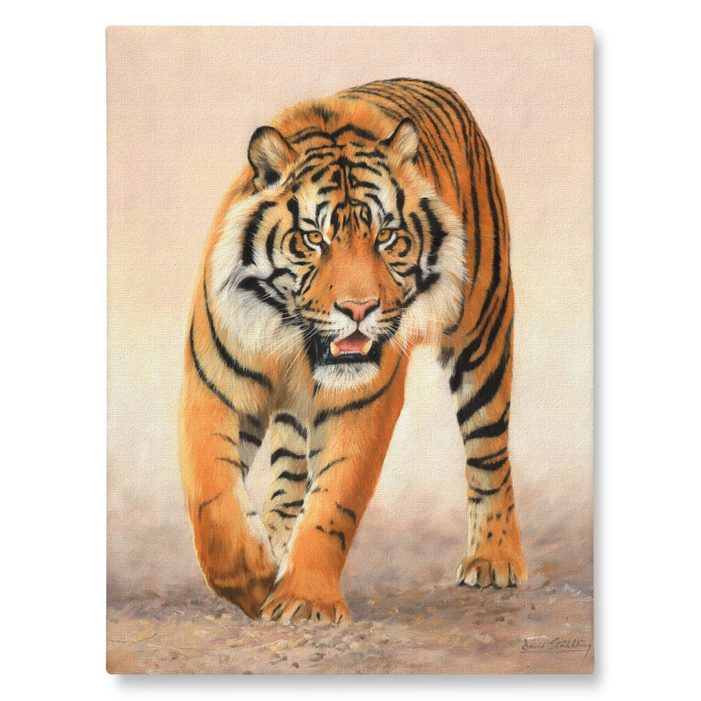 Canvas Print Painting of a tiger walking on a beige background