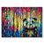 Colorful abstract canvas print painting of a giant panda hiding behind bamboo stalks on a vibrant background.