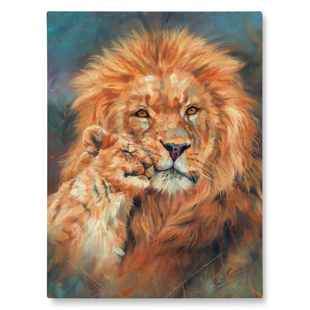 Canvas Print Artistic depiction of a lion with a detailed background