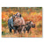 Canvas Print Painting of a rhino and its calf in a natural setting with warm colors.