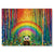 Colorful Canvas Print artwork of a giant panda bear with a rainbow and bamboo.