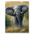 Canvas Print Painting of an elephant in a natural setting with grass and trees.
