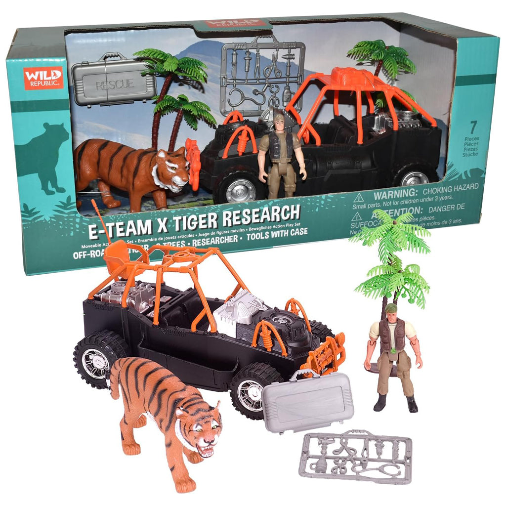 E-TEAM TIGER RESCUE RESEARCH WILD REPUBLIC PLAYSET MOVEABLE ACTION