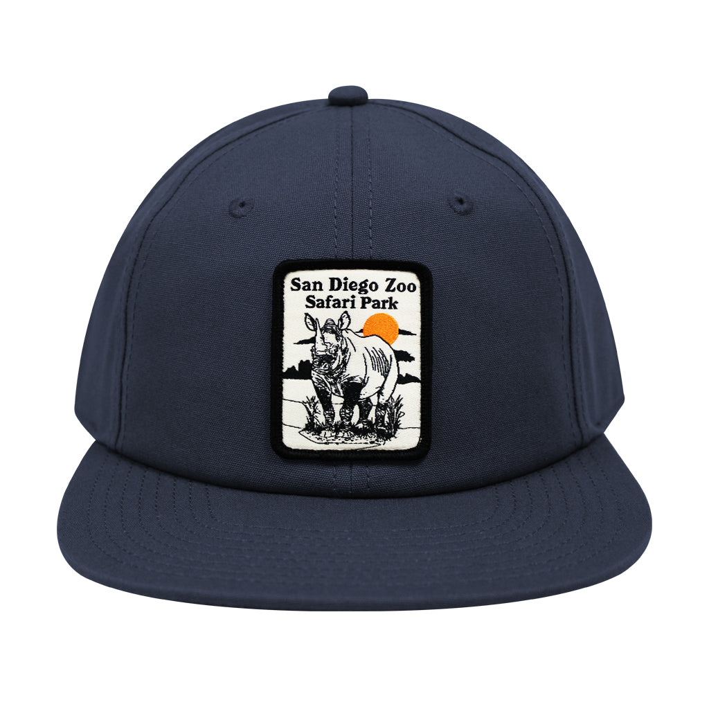 RHINO PATCH NAVY BLUE FLAT BILLED CAP HAT 