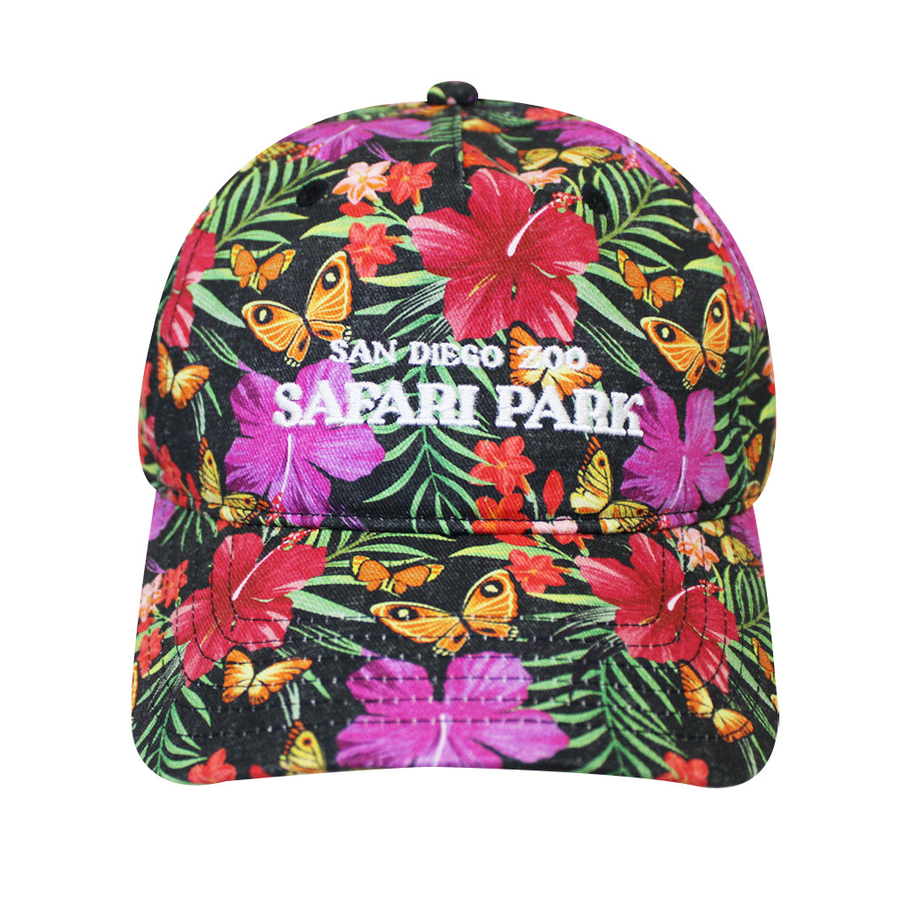 BUTTERFLY AND HIBISCUS SAN DIEGO ZOO AND SAFARI PARK BASEBALL CAP HAT