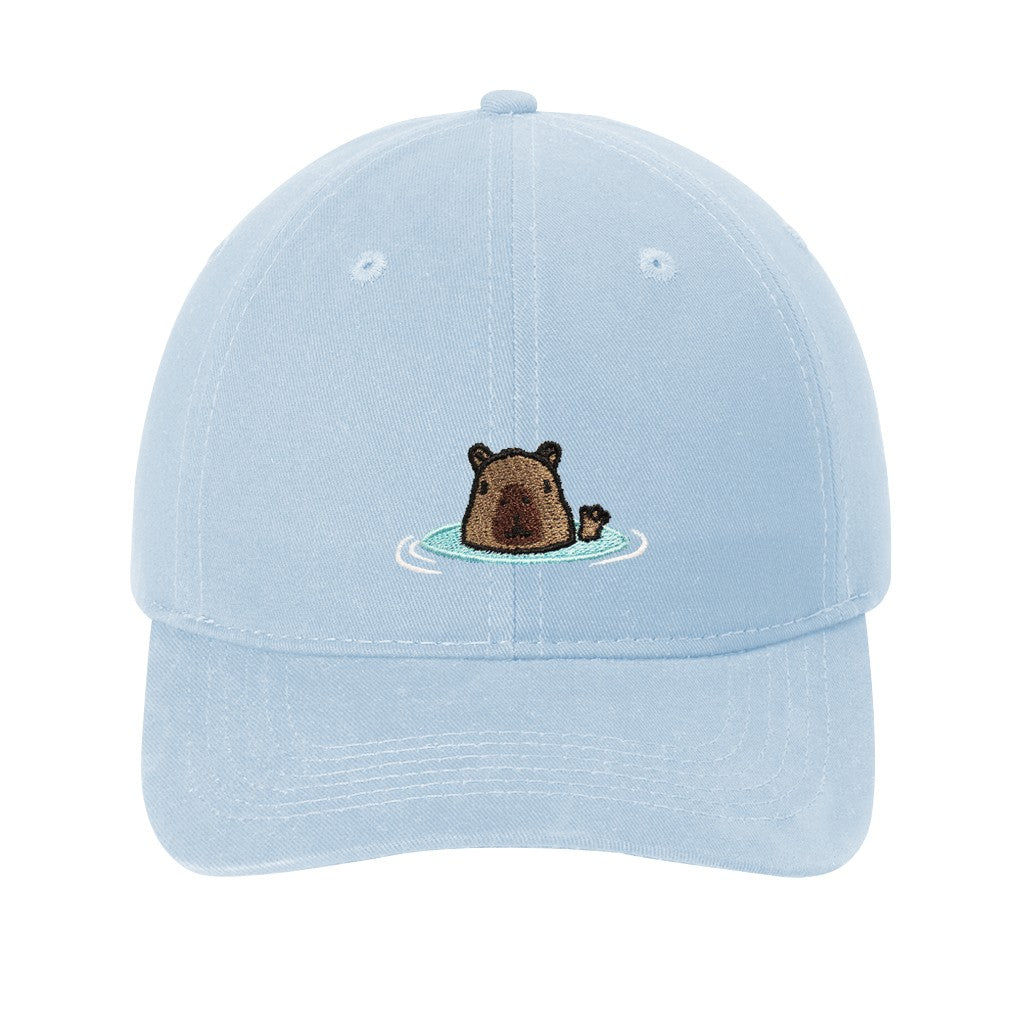 CAPPY HI CAPYBARA FLOATING WATER LIGHT BLUE BASEBALL HAT CAP BUCKLE BACK