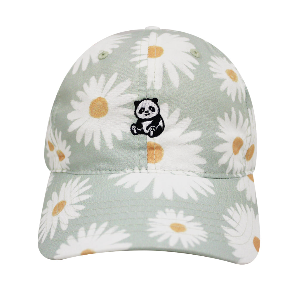 SAN DIEGO ZOO DAISY PANDA BASEBALL CAP LIGHT GREEN WITH WHITE FLOWERS