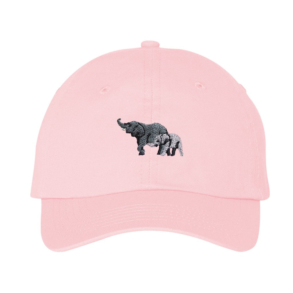 ELEPHANT MOM AND CALF BABY LIGHT PINK BASEBALL CAP BUCKLE BACK SAN DIEGO ZOO SAFARI PARK