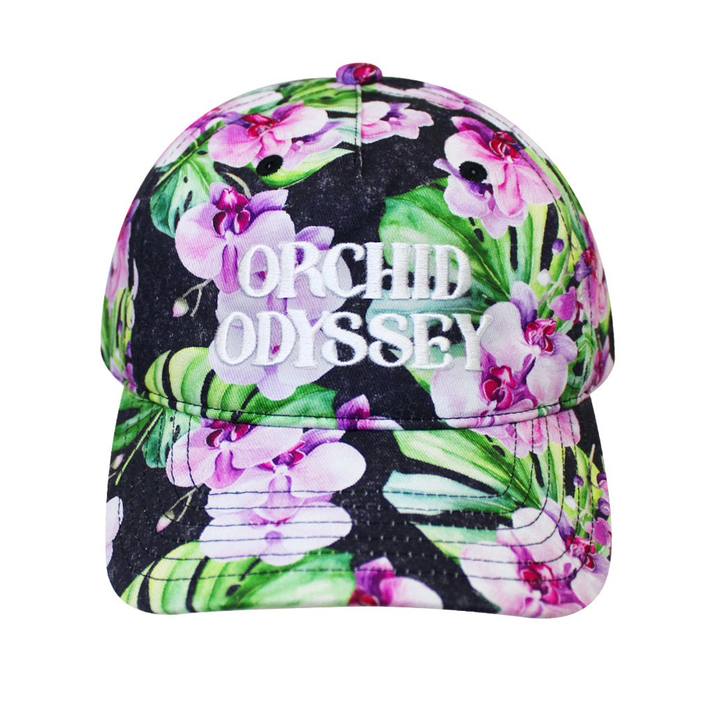 ORCHID ODYSSEY ALL-OVER FLORAL PRINT ADULT BASEBALL CAP HAT