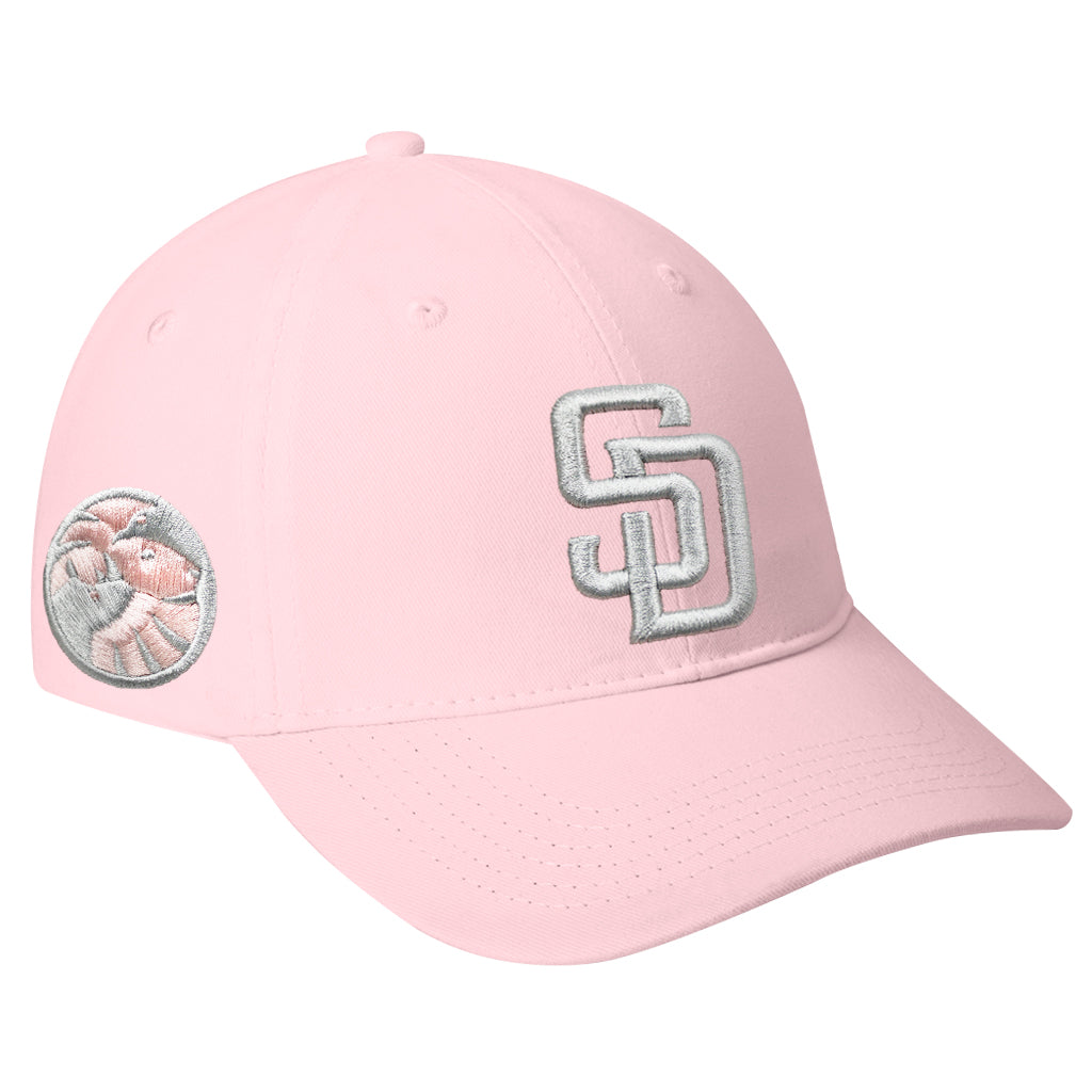 SAN DIEGO PADRES AND SDZWA LOGO PINK AND SILVER BASEBALL CAP HAT EXCLUSIVE