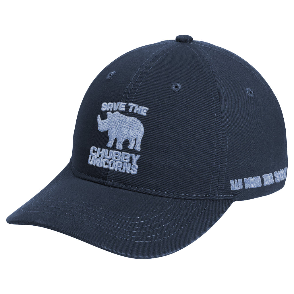 SAVE THE CHUBBY UNICORNS NAVY TONAL EMBROIDERED RHINO DESIGN SDZWA