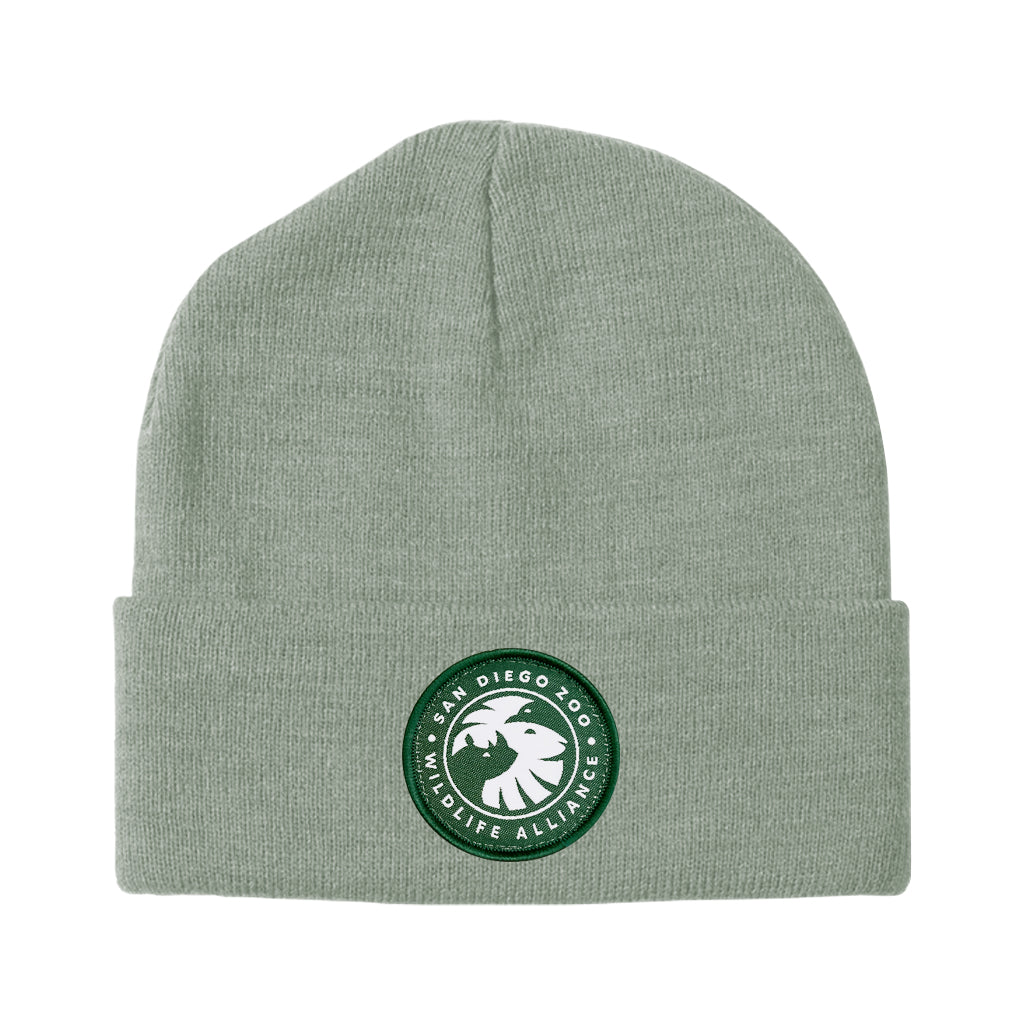 SOFT PEA GREEN BEANIE WITH SDZWA PATCH IN GREEN AND WHITE
