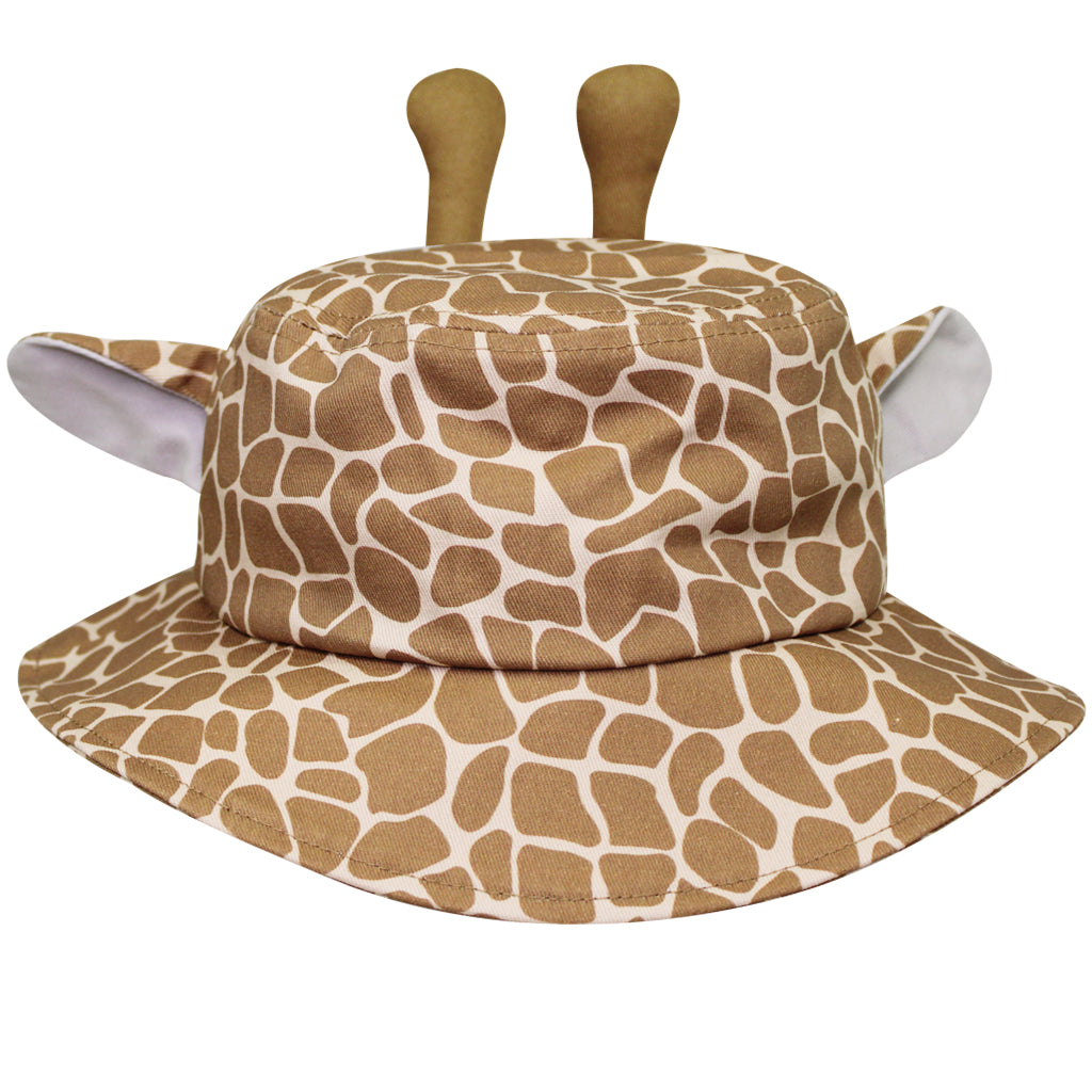 GIRAFFE PRINT BUCKET HAT WITH EARS AND OCCICONES ADULT UNISEX