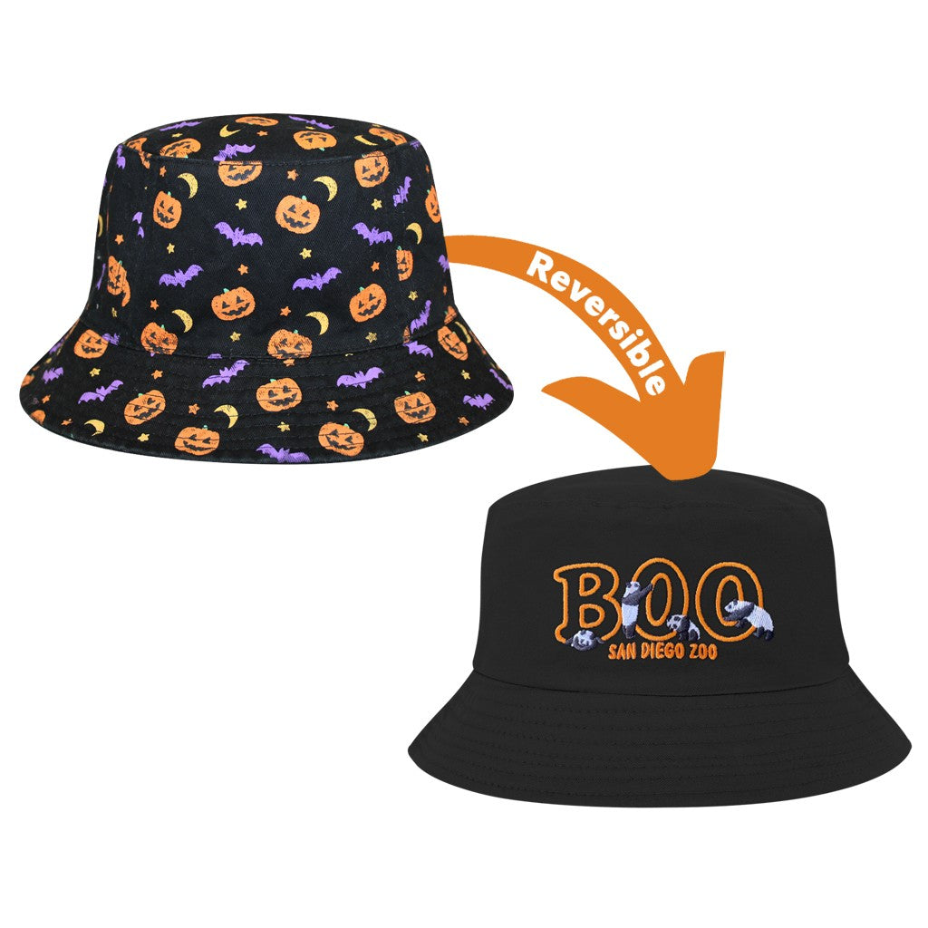 HALLOWEEN BOO PANDA PUMPKIN ANT BATS REVERSIBLE BUCKET HAT FOR ADULTS SAN DIEGO ZOO