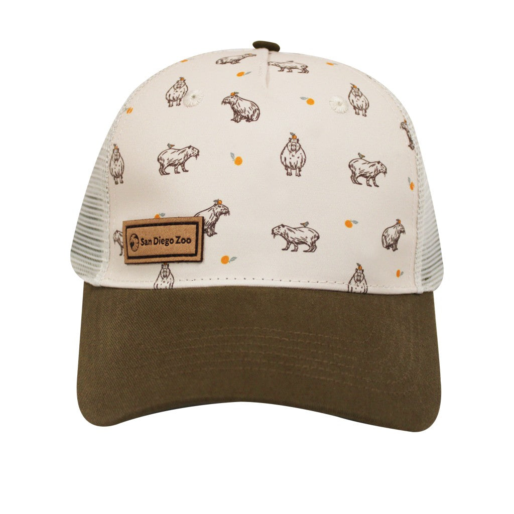 SAN DIEGO ZOO CAPY CALIFORNIA CAPYBARA TAN AND BROWN TRUCKER HAT SNAPBACK 