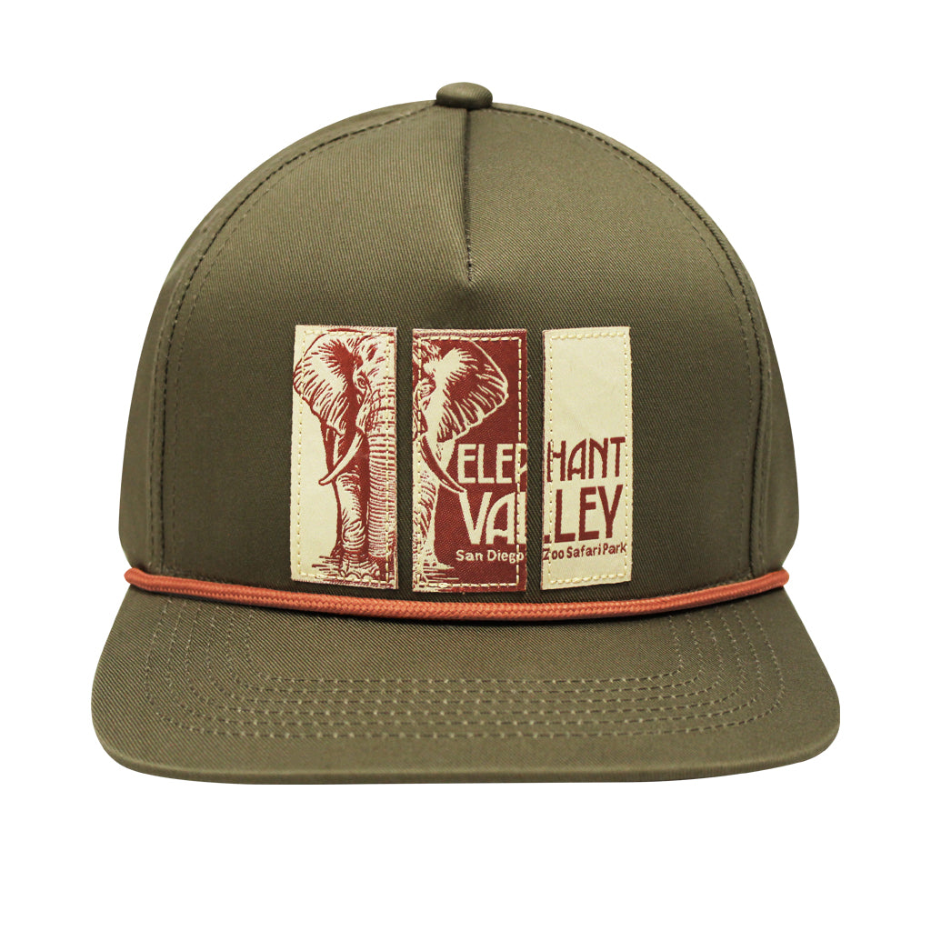 OLIVE GREEN 3 PATCH ELEPHANT VALLEY BASEBALL HAT CAP 