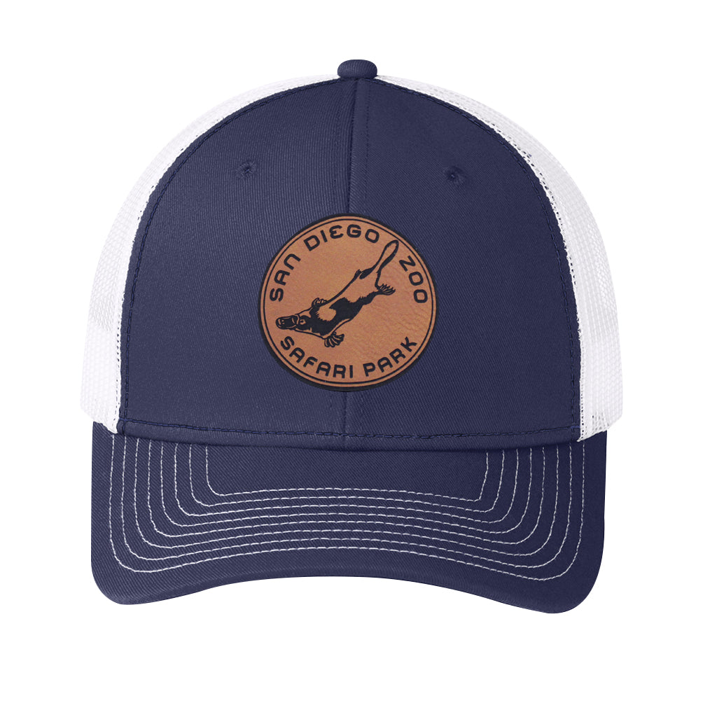 PLATYPUS PATCH NAVY AND WHITE MESH TRUCKER STYLE HAT SAFARI PARK