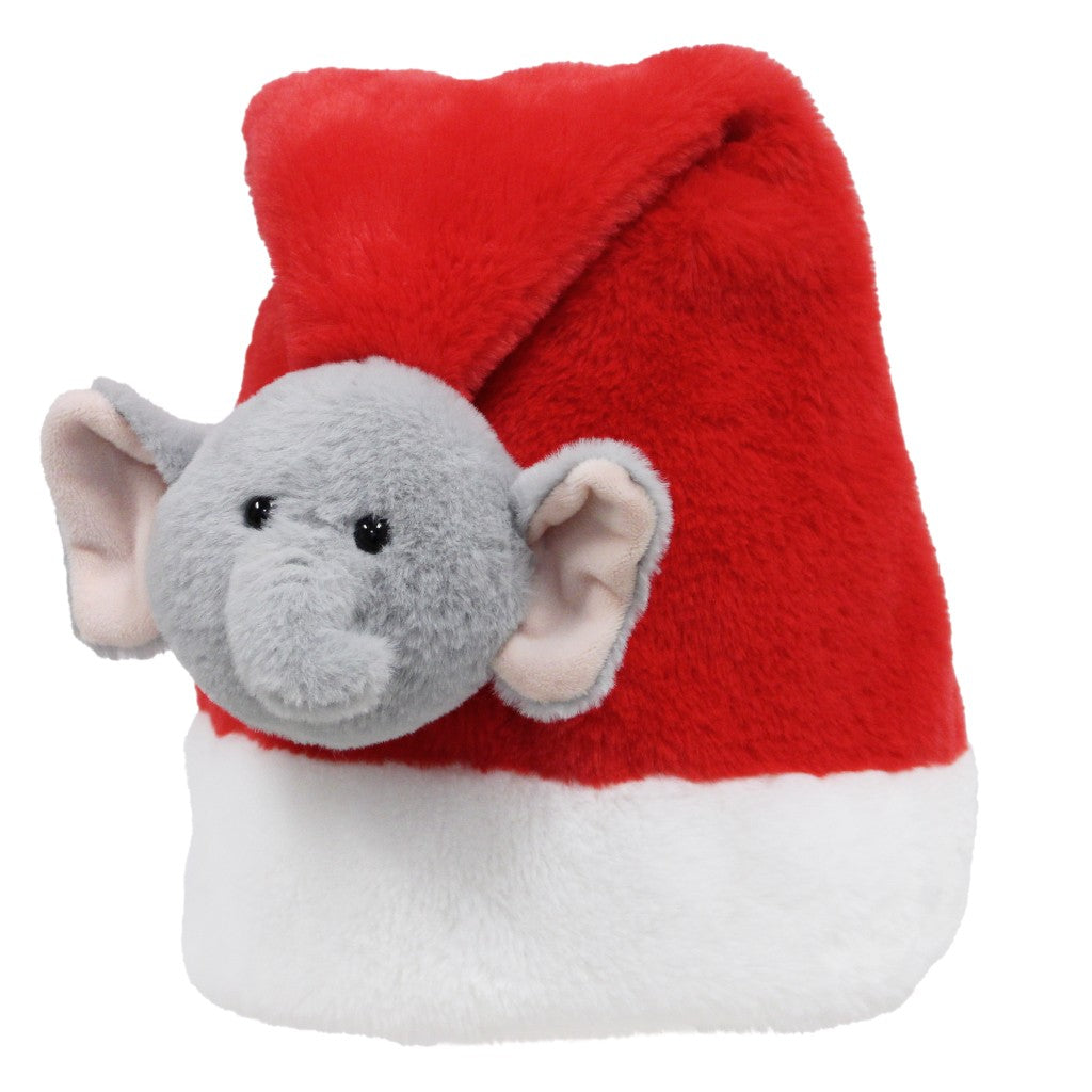 PLUSH SANTA HAT WITH ELEPHANT HEAD PUFF STUFFED PELUCHES CHRISTMAS 