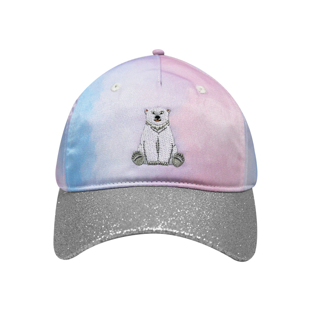 SAN DIEGO ZOO POLAR BEAR TIE-DYE AND GLITTER BRIM BILL KIDS BASEBALL HAT CAP