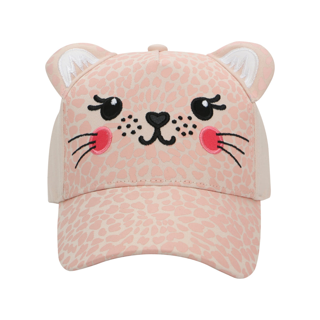 PINK LEOPARD YOUTH KIDS BASEBALL CAP WITH EARS