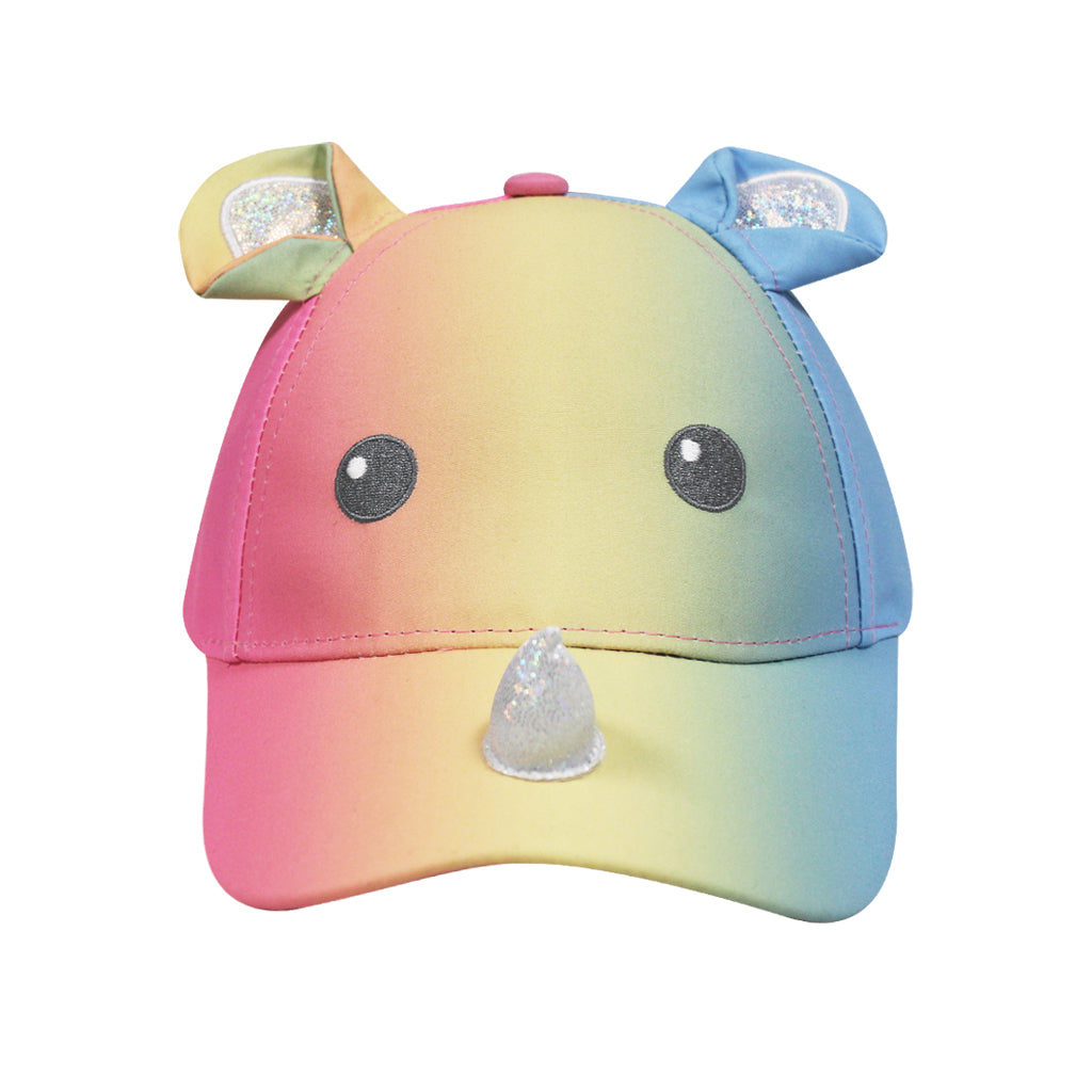 RAINBOW RHINO 3D KIDS YOUTH BASEBALL CAP GLITTER EARS AND HORN SAN DIEGO ZOO SAFARI PARK