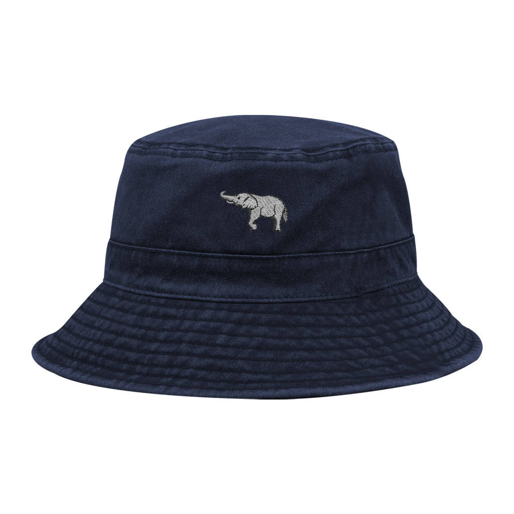 KIDS YOUTH NAVY BUCKET HAT WITH EMBROIDERED ELEPHANT