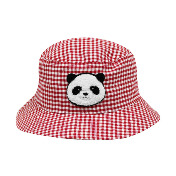 Gingham Panda Youth Bucket Hat - ShopZoo