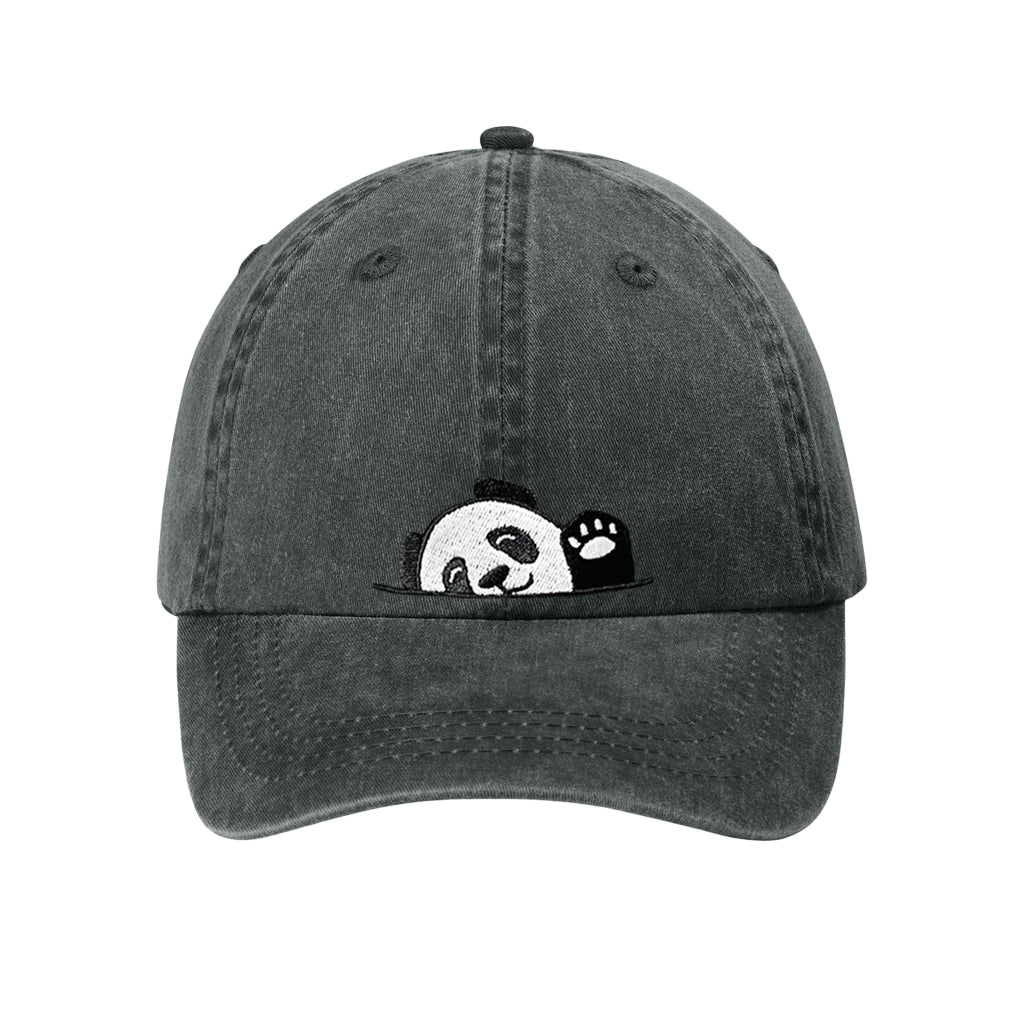 KIDS GRAPHITE GRAY VINTAGE WASH PANDA HI WAVE BASEBALL CAP HAT 