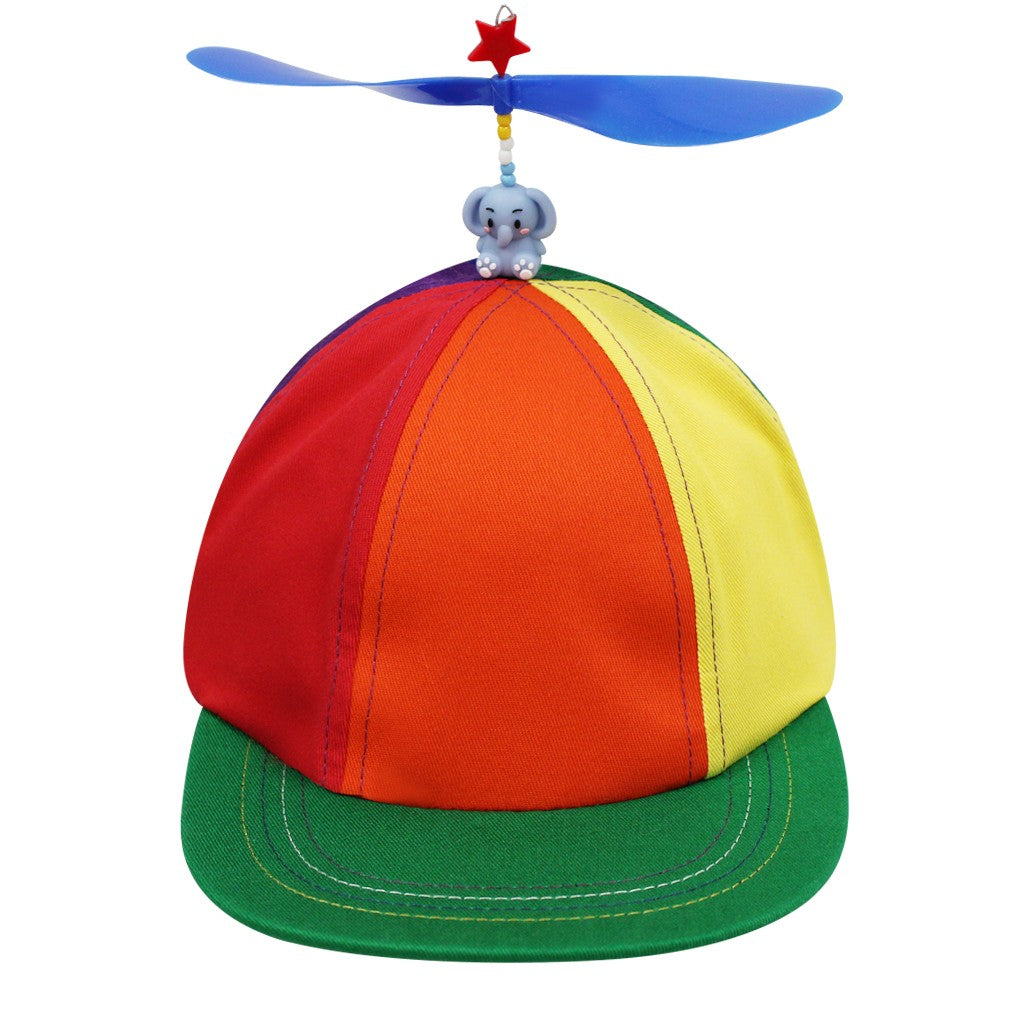 RAINBOW PANEL KIDS YOUTH PROPELLER HAT WITH ELEPHANT ON TOP SAN DIEGO ZOO & SAFARI PARK