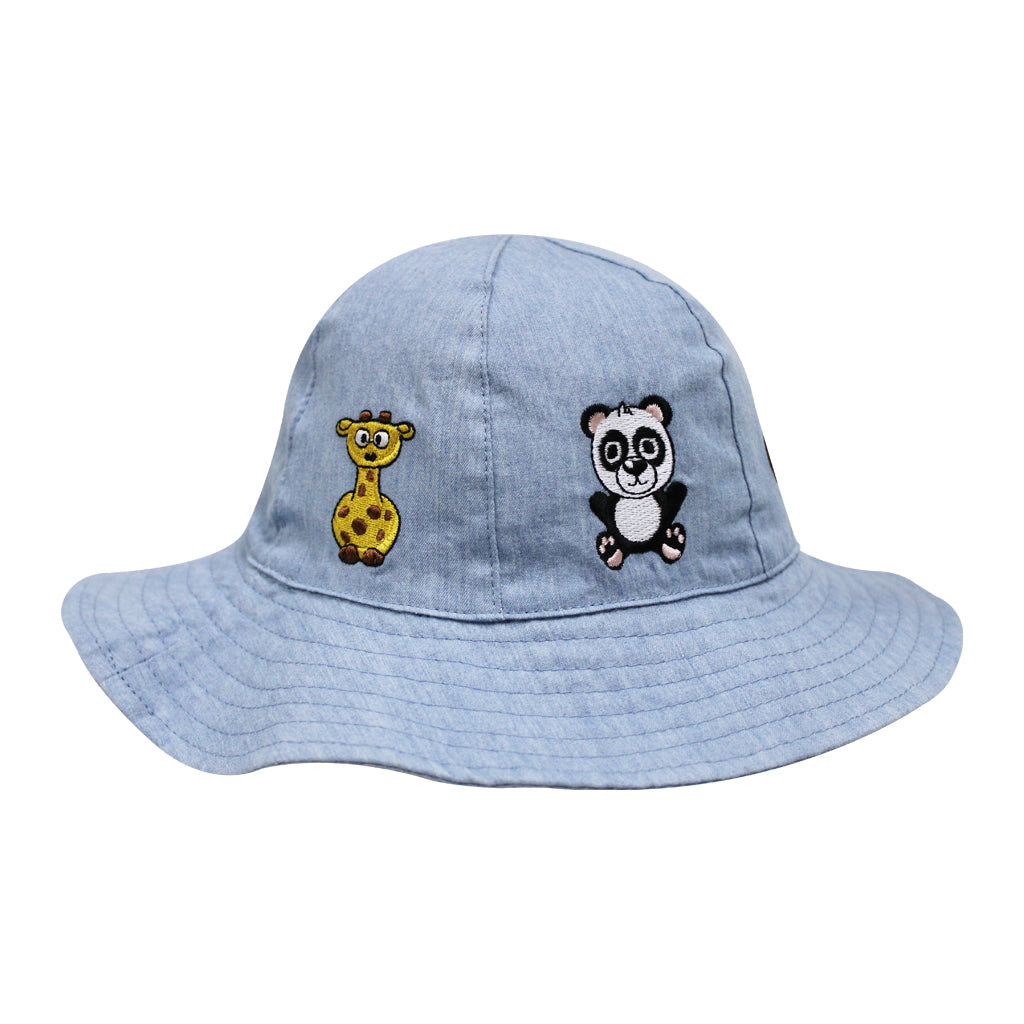 Embroidered Wildlife Infant/Toddler Floppy Hat Denim Material