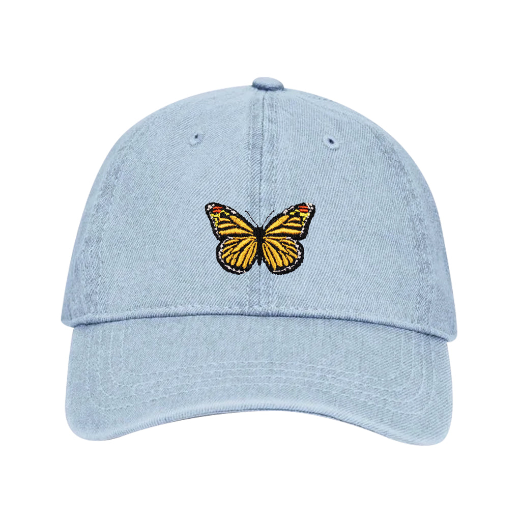 MONARCH BUTTERFLY MILKWEED SEED PACK LIGHT DENIM BLUE BASEBALL HAT CAP