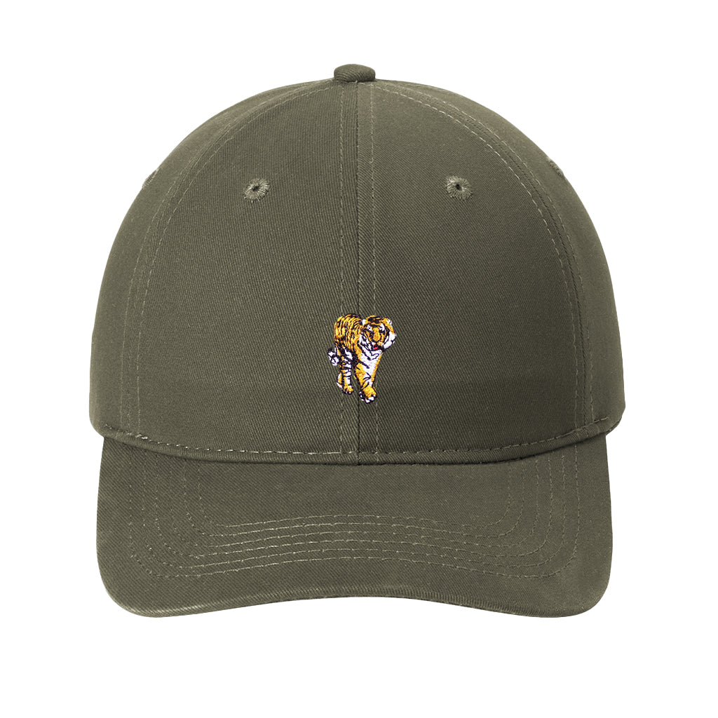 Tiger Baseball Cap Olive Green Brushed Cotton Cap