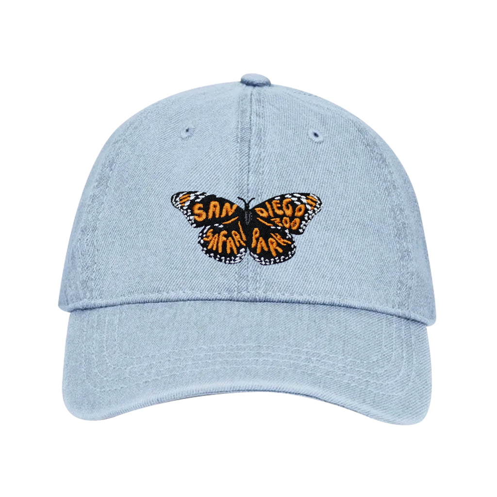 MONARCH BUTTERFLY MILKWEED SEED PACK LIGHT DENIM BLUE BASEBALL HAT CAP