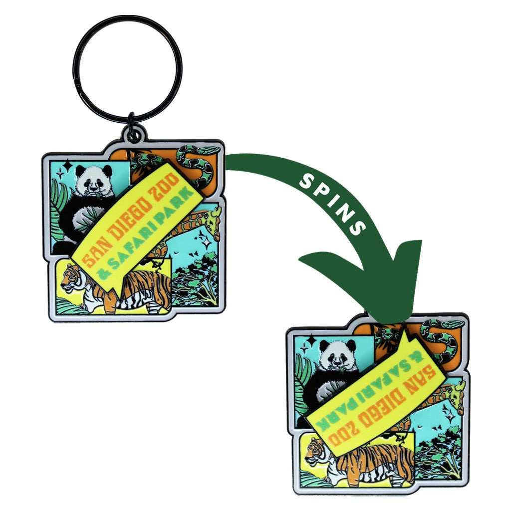 SAN DIEGO ZOO & SAFARI PARK SPINNING KEYCHAIN ENAMEL METAL 