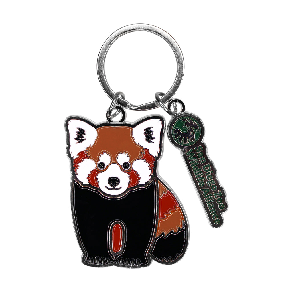KEYCHAIN KEYRING RED PANDA ENAMEL AND METAL SDZWA LOGO CHARM