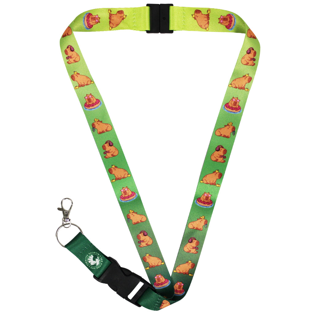 Capybara Emotions Lanyard Trading Pins Holder Green and Colorful Capybaras