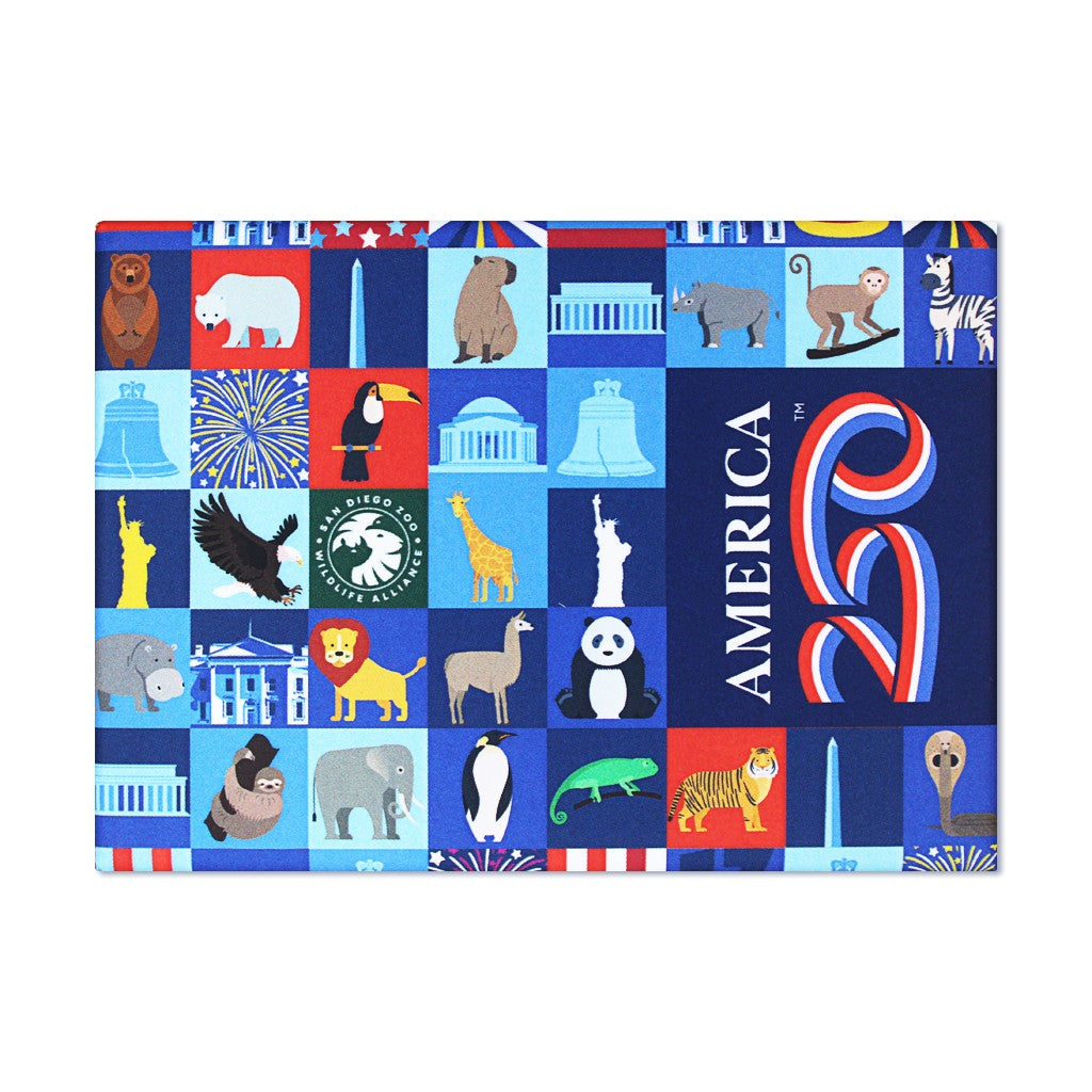 AMERICA 250 SDZWA COLLAB METAL MAGNET ZOO ANIMAL DESIGN WITH AMERICAN LANDMARKS
