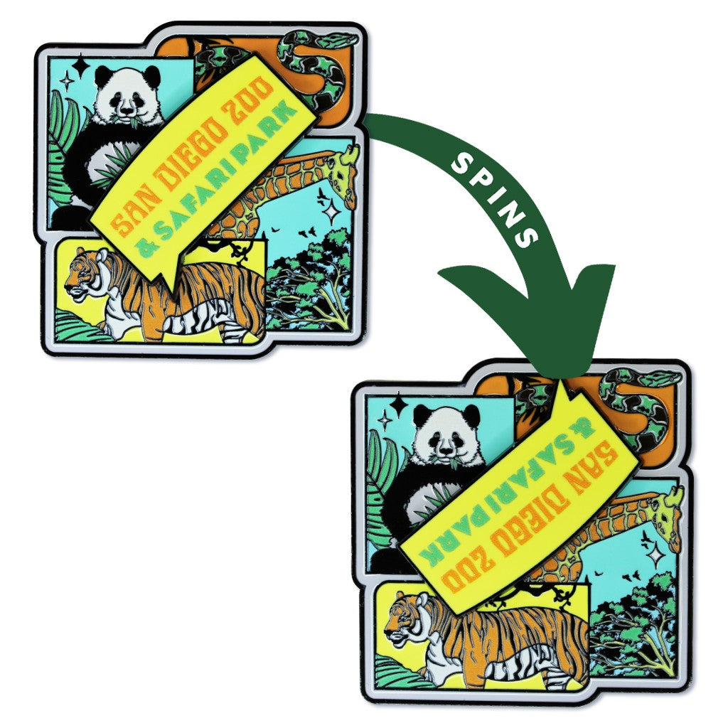 EMBOSSED METAL MAGNET WITH SPINNING SIGN SAN DIEGO ZOO SAFARI PARK ZOOVERSE COMICS 