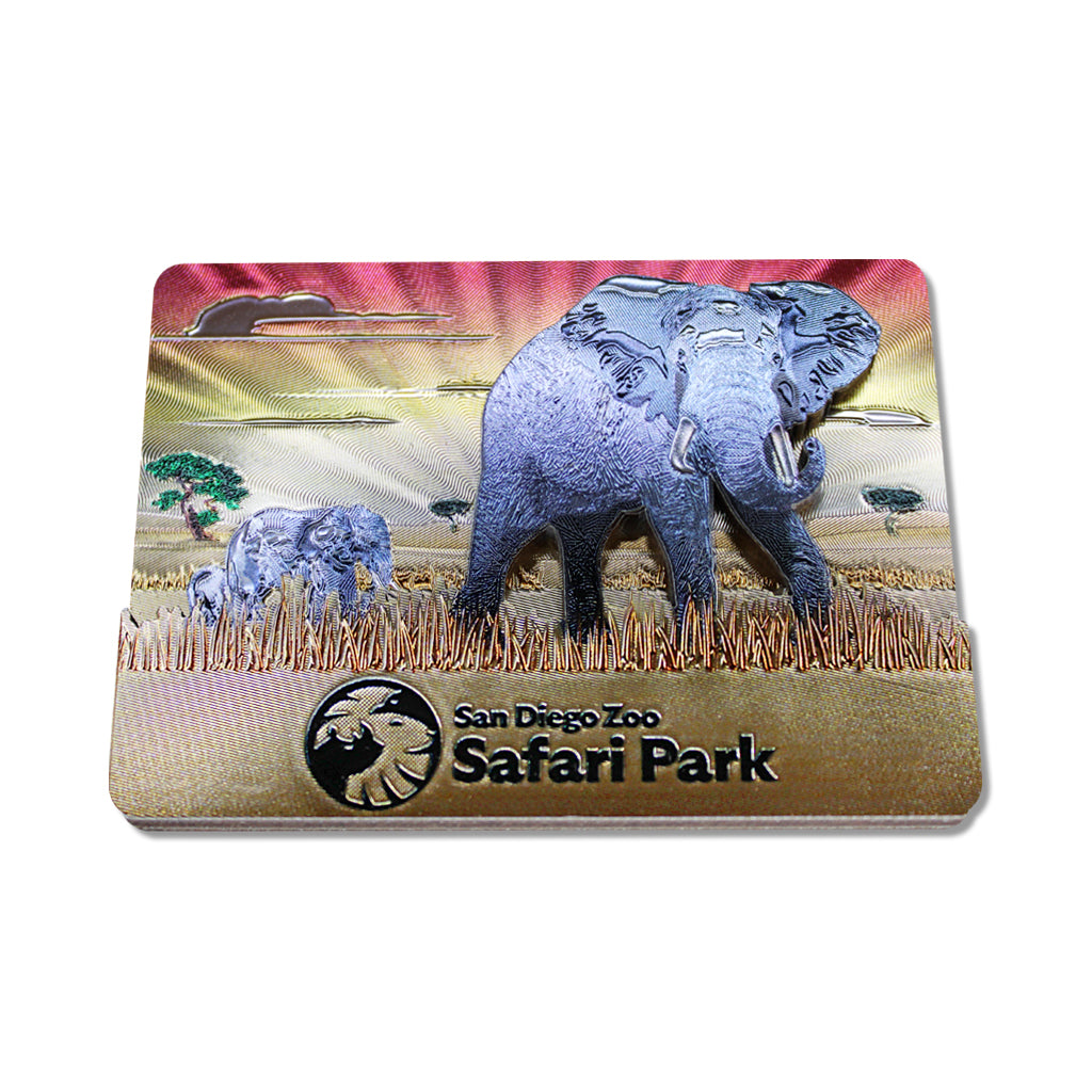 SAFARI PARK ELEPHANT SAVANNAH FOIL FINISH METALLIC MAGNET